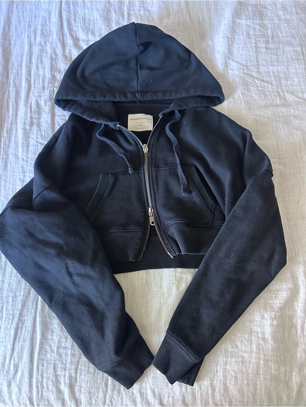 Aeropostale Black Cropped Zip-Up Jacket